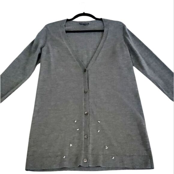 Eileen Fisher 100% Wool Gray Cardigan Sweater Size S - Picture 1 of 9